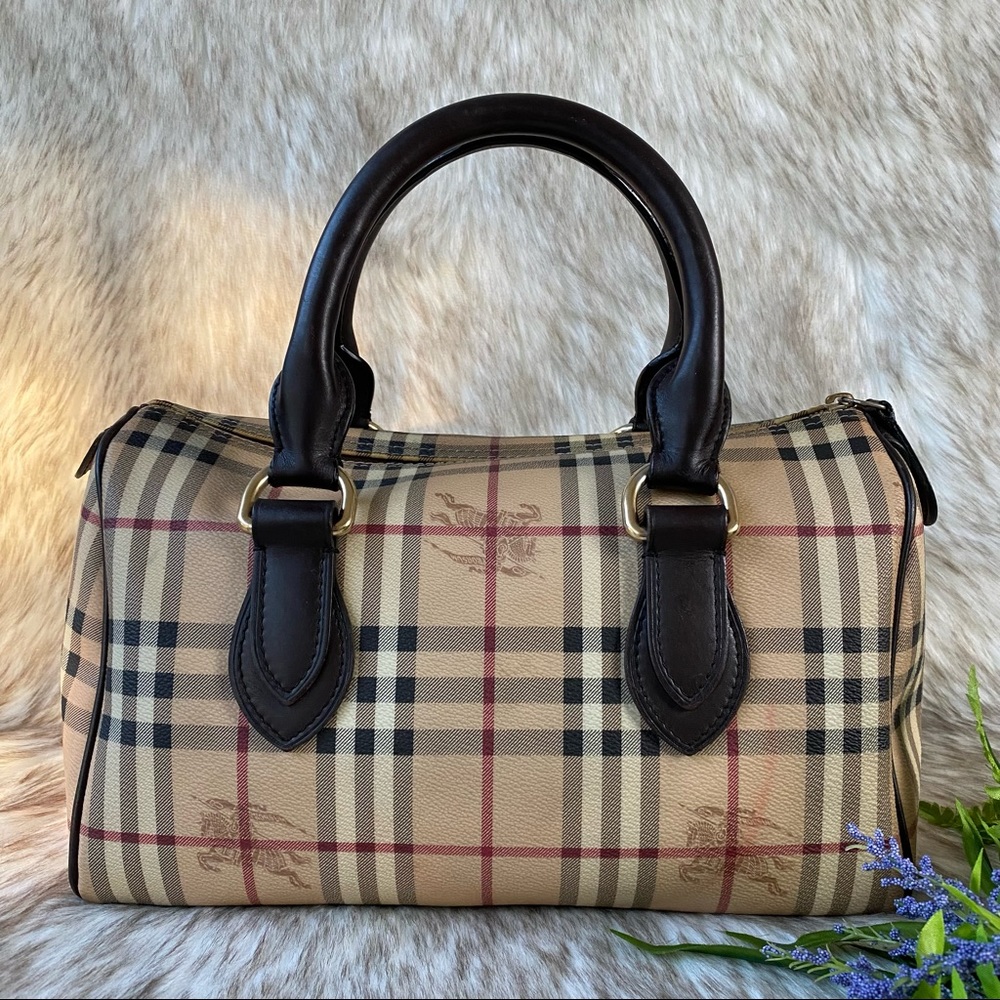 Burberry Bowling Bag Haycheck Chester Boston Satchel - Picture 3 of 17